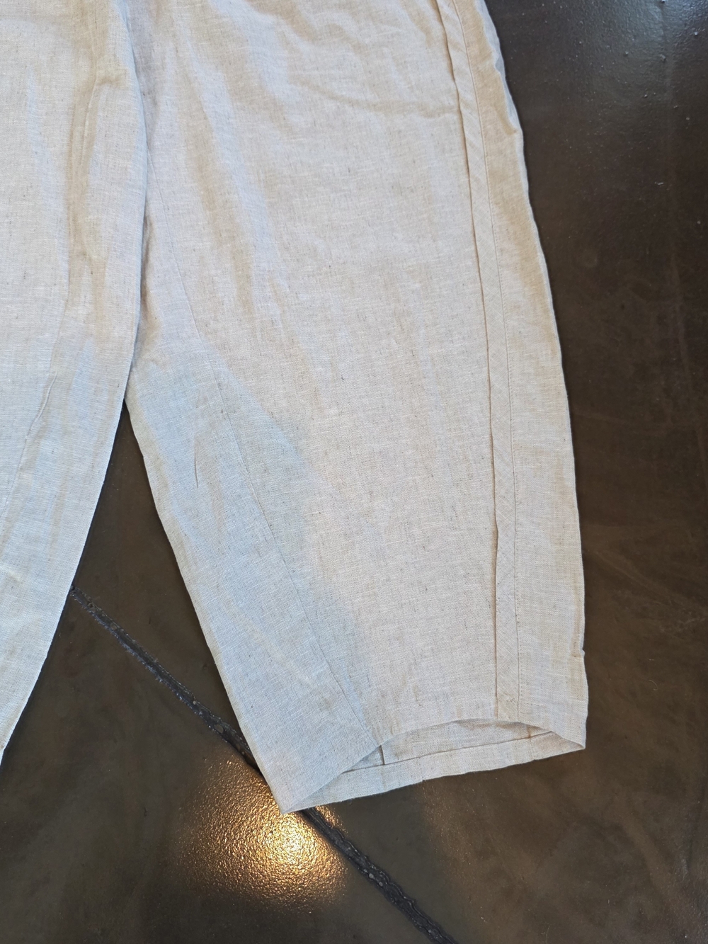 Maison d’Amélie Paris Linen Blend Barrel Pants S/P Beige Pull On Boho - Picture 4 of 10